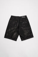 WAXED DENIM SHORT  BLACK